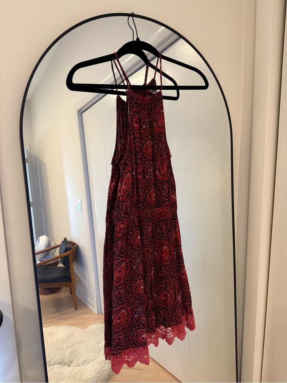 Vintage 00’s Pink Paisley Mini Dress with Lace Hem